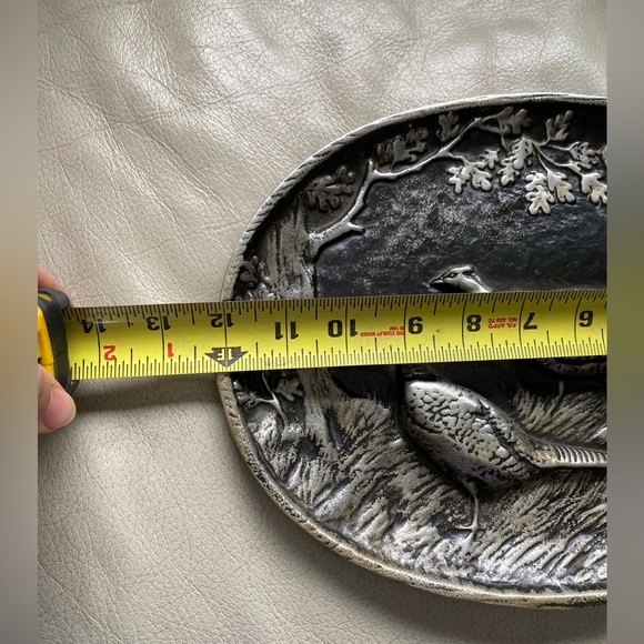 Vtg Wall Hanging Plate Metal Plaque Birds tree Embossed. - Picture 4 of 7